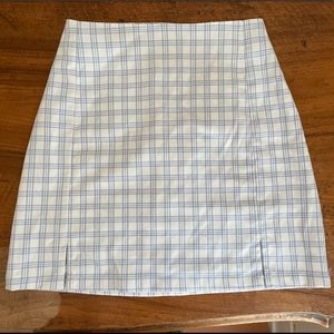 Small, blue and white plaid skirt from Brandy Melville.